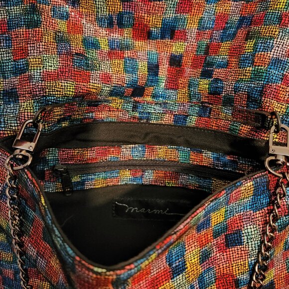 NEW small MARMI rainbow colored rectangular soft leather crossbody|clutch bag - Picture 8 of 9